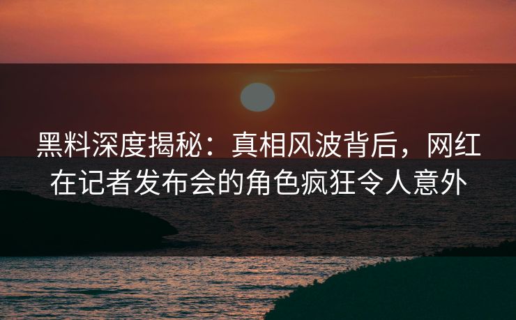 黑料深度揭秘：真相风波背后，网红在记者发布会的角色疯狂令人意外