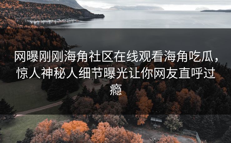 网曝刚刚海角社区在线观看海角吃瓜，惊人神秘人细节曝光让你网友直呼过瘾