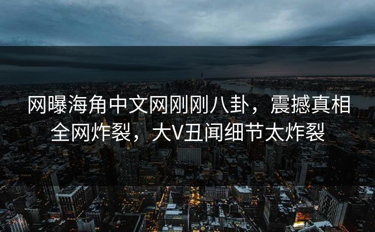 网曝海角中文网刚刚八卦，震撼真相全网炸裂，大V丑闻细节太炸裂