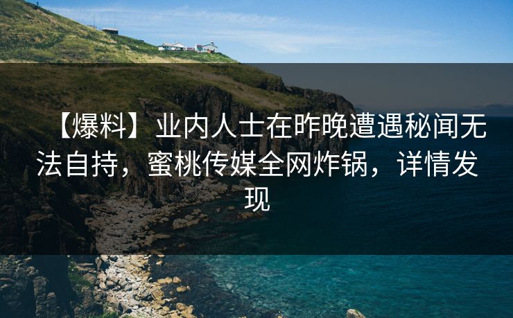 【爆料】业内人士在昨晚遭遇秘闻无法自持，蜜桃传媒全网炸锅，详情发现